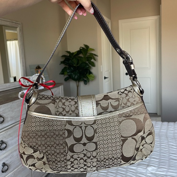 COACH SOHO Brown Signature Canvas Patchwork Hobo Bag - Picture 8 of 15